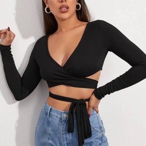 Blue Blush Long Sleeve Wrap Shirt